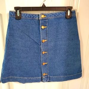 American Apparel Blue Denim Button Up Mini Skirt Size M